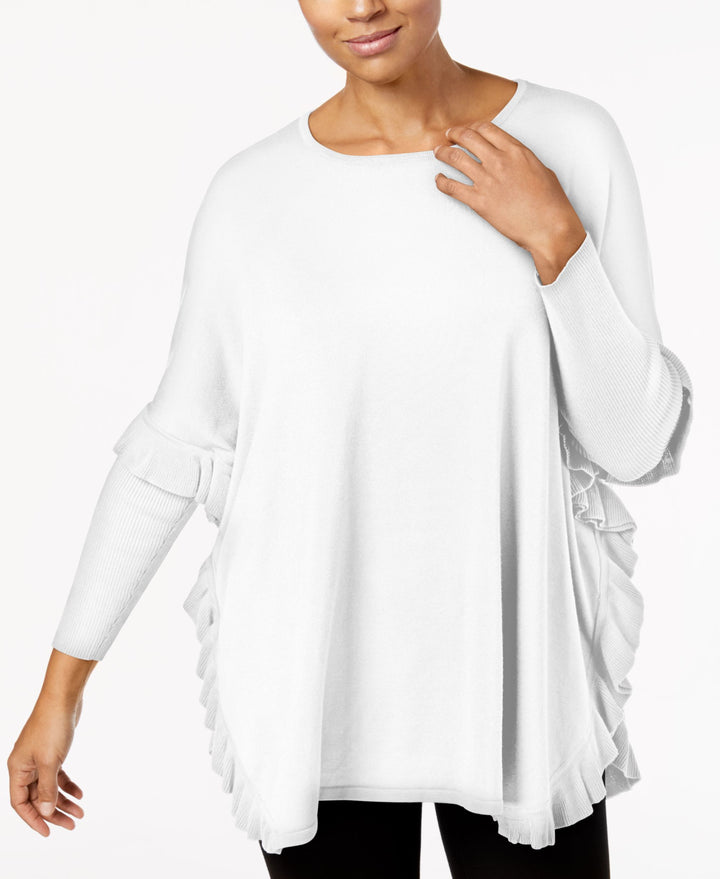 NY Collection Ruffled Poncho Sweater