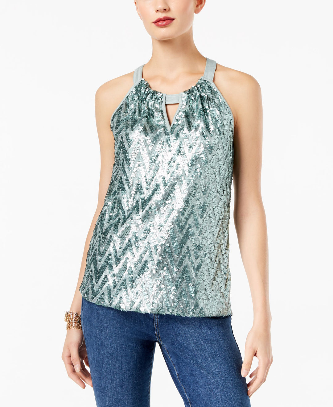 Chevron Sequined Top
