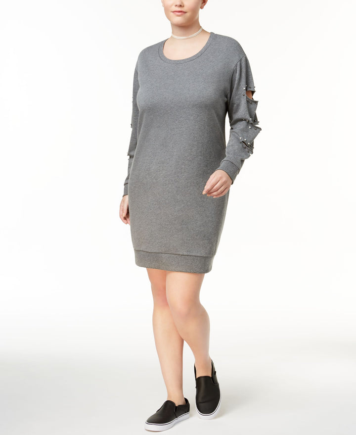 Almost Famous Trendy Plus Size Ripped Sweatshirt Dress
