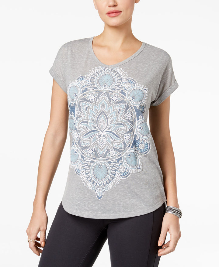 Style & Co Petite Printed V Neck T-Shirt