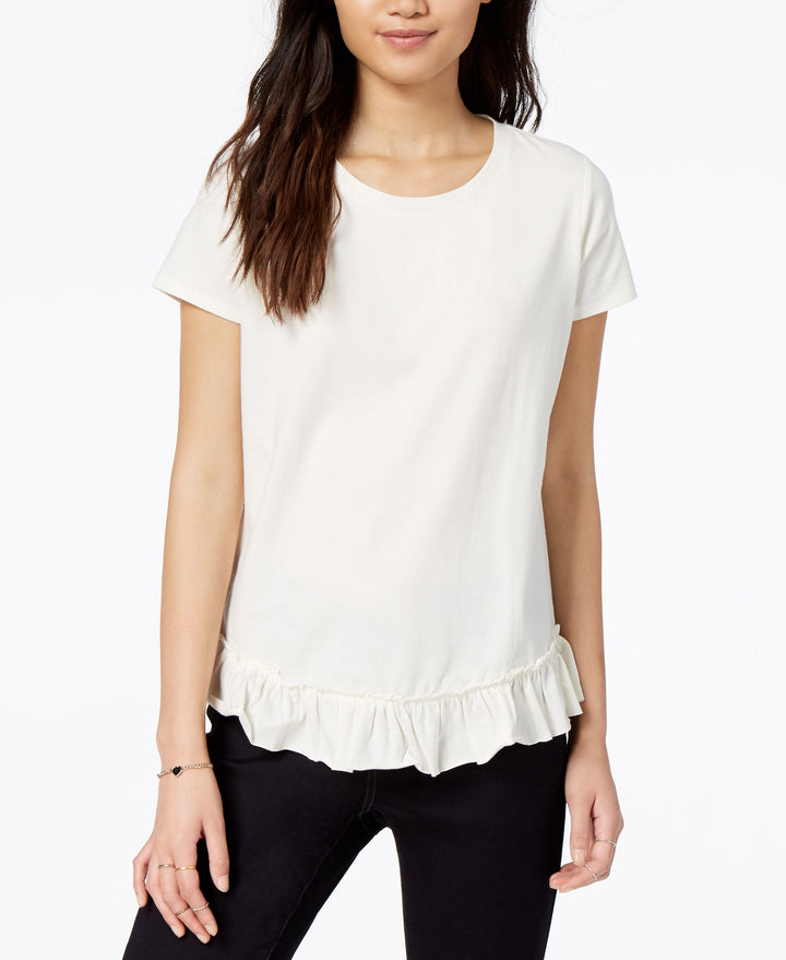 Maison Jules Short Sleeve Ruffled Hem T-Shirt