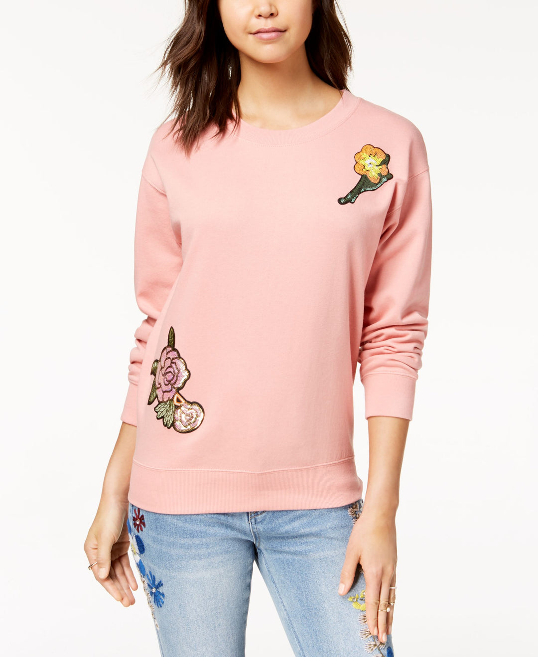 Juniors' Sequin Applique Sweatshirt