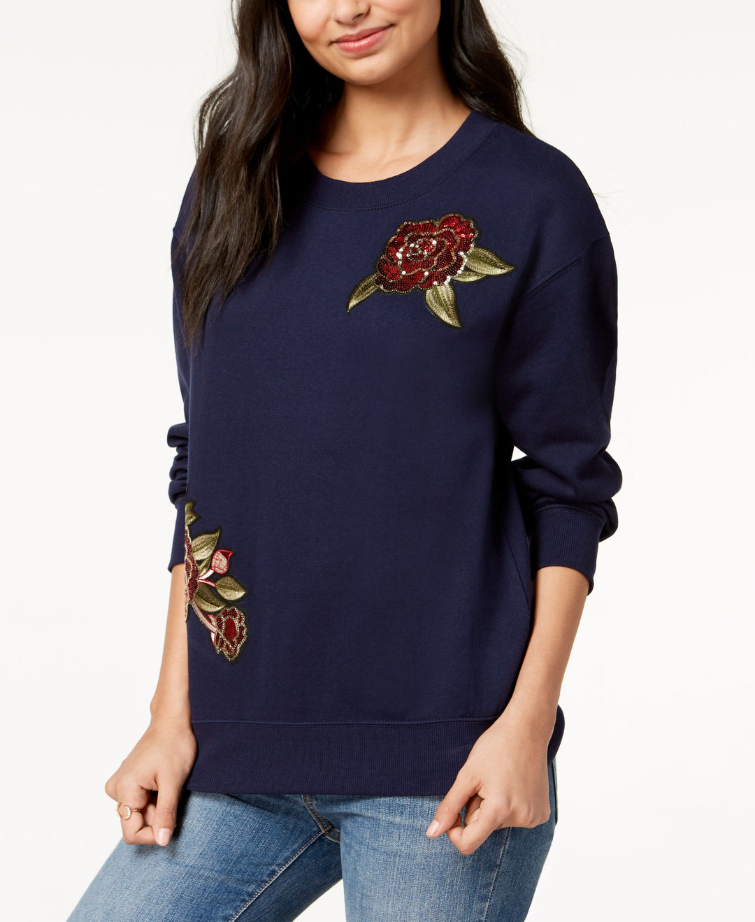 Juniors' Sequin Applique Sweatshirt