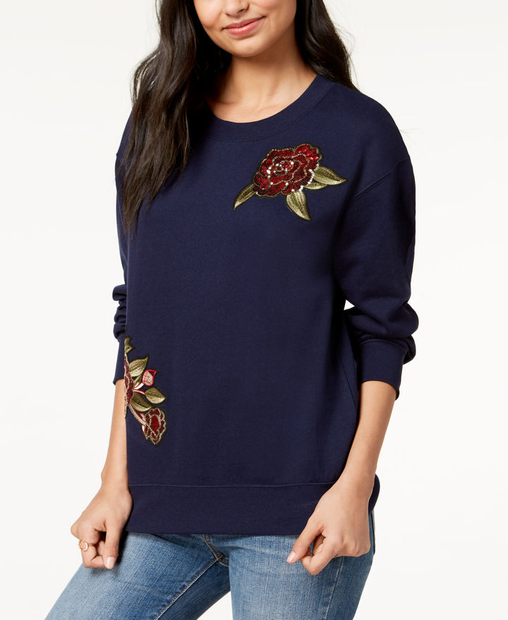 Juniors' Sequin Applique Sweatshirt