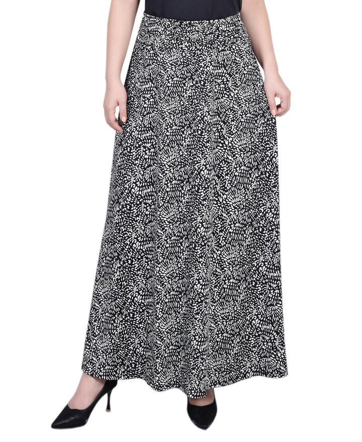 Petite Ring Faux Belt A Line Maxi Skirt