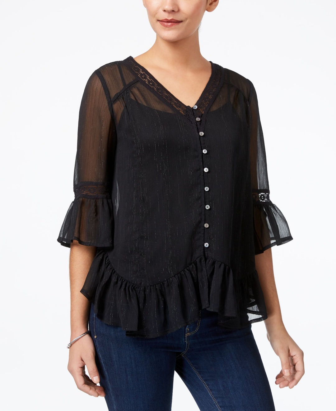 Style & Co Asymmetrical Flounce Blouse