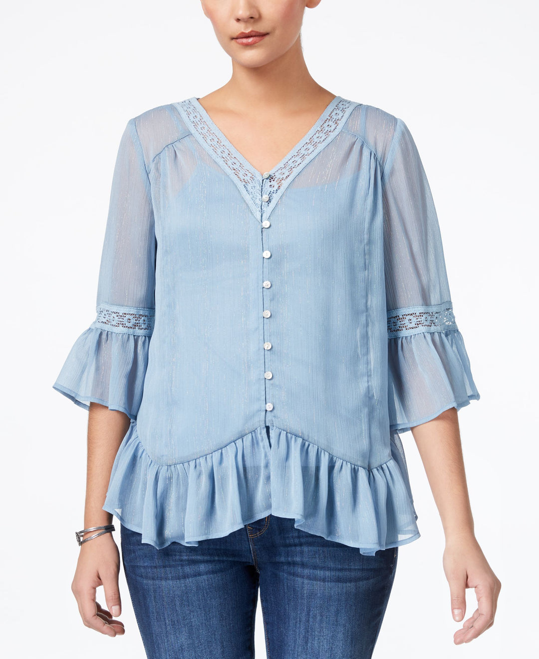 Style & Co Asymmetrical Flounce Blouse