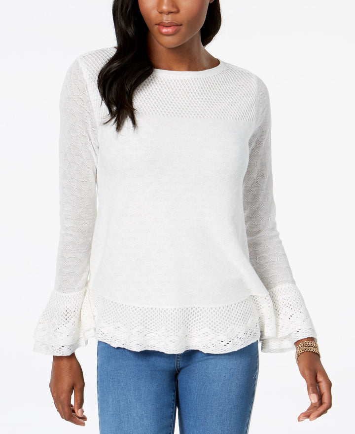Style & Co Layered Ruffle Trim Knit Sweater