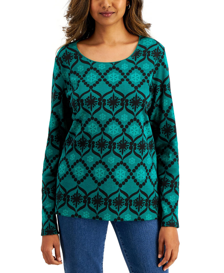 Karen Scott Snowflake Print Top
