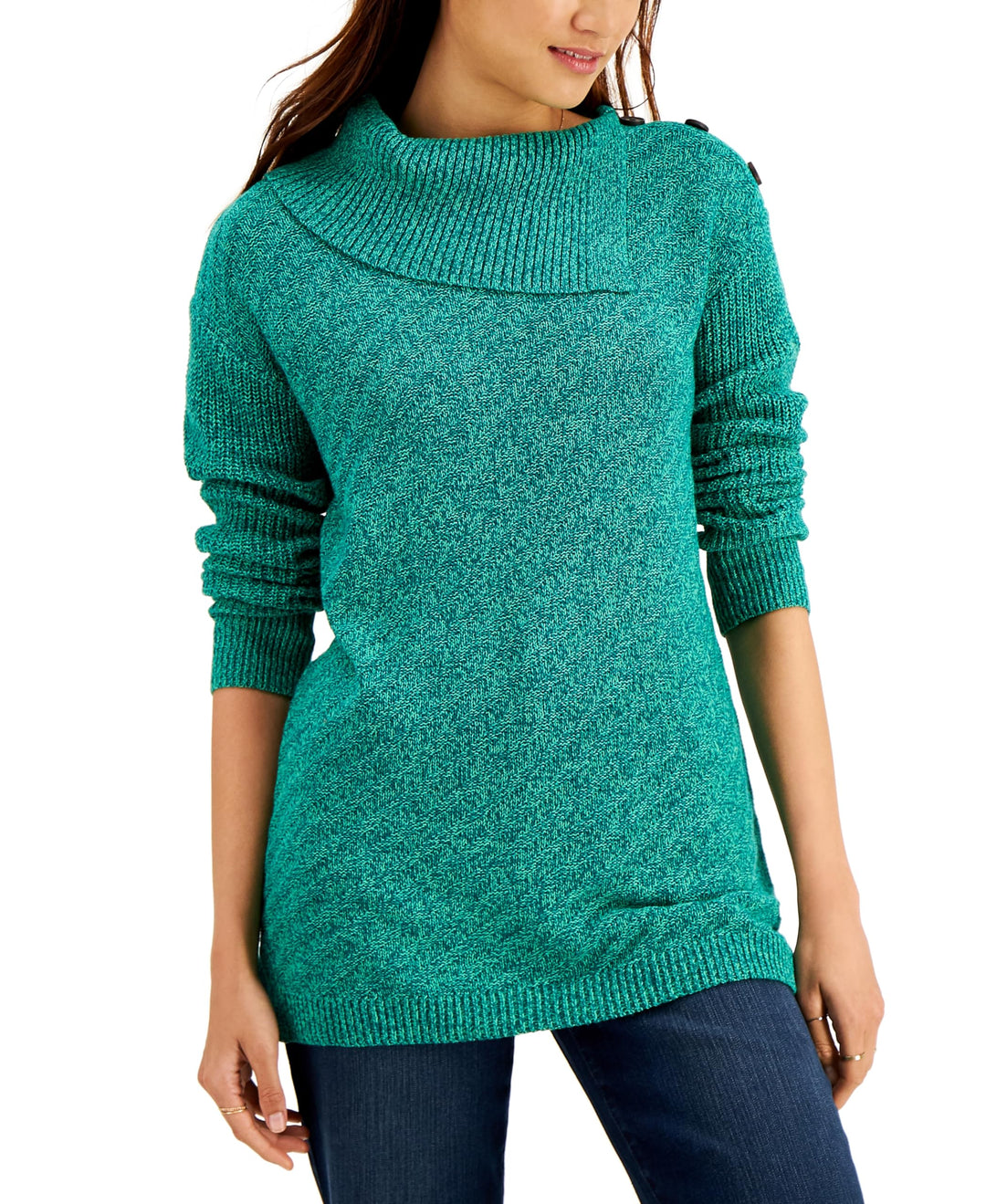 Women's Ribbed Button Tunic Sweater
