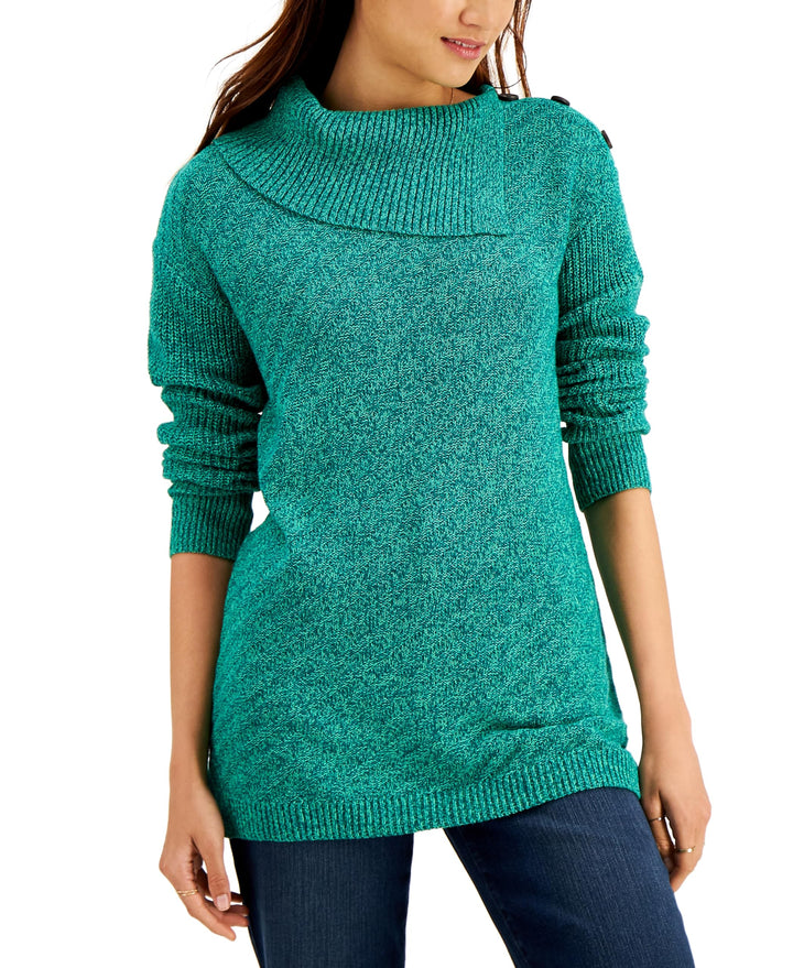 Women's Ribbed Button Tunic Sweater