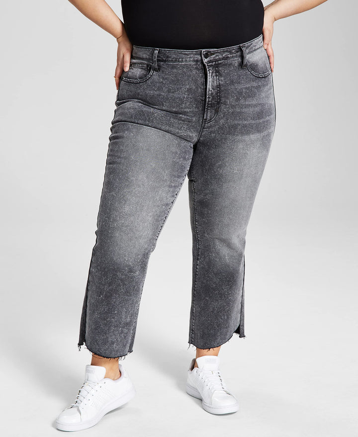 Now This Trendy Plus Size High Rise Step Hem Jeans