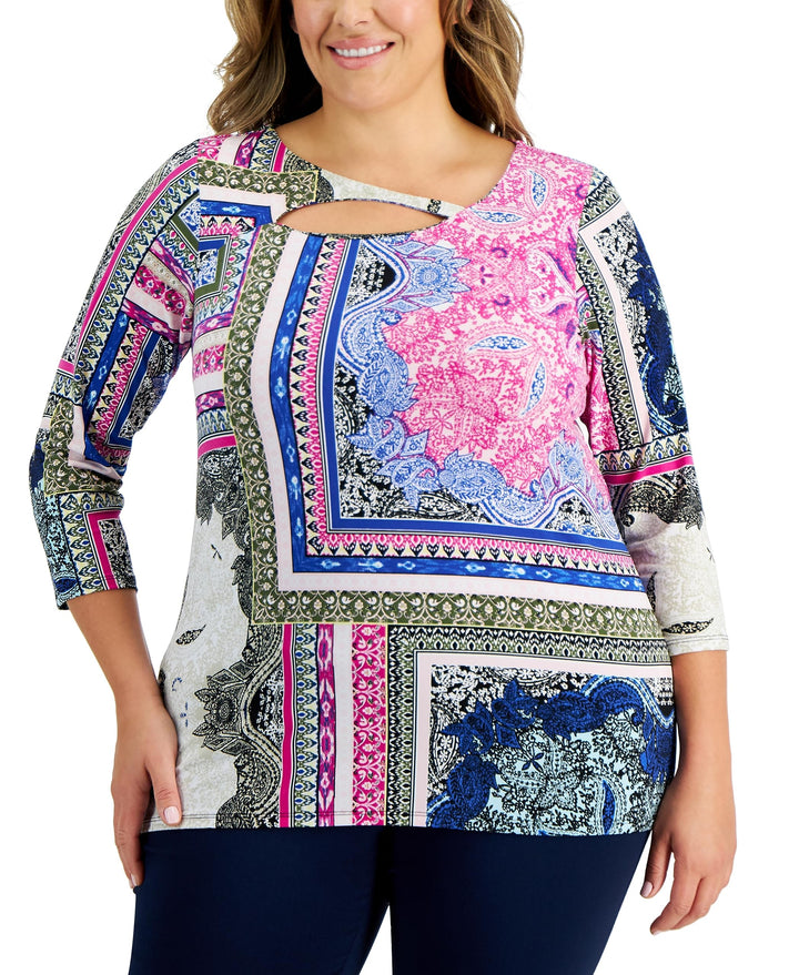 JM Collection Plus Serafina Cutout Top