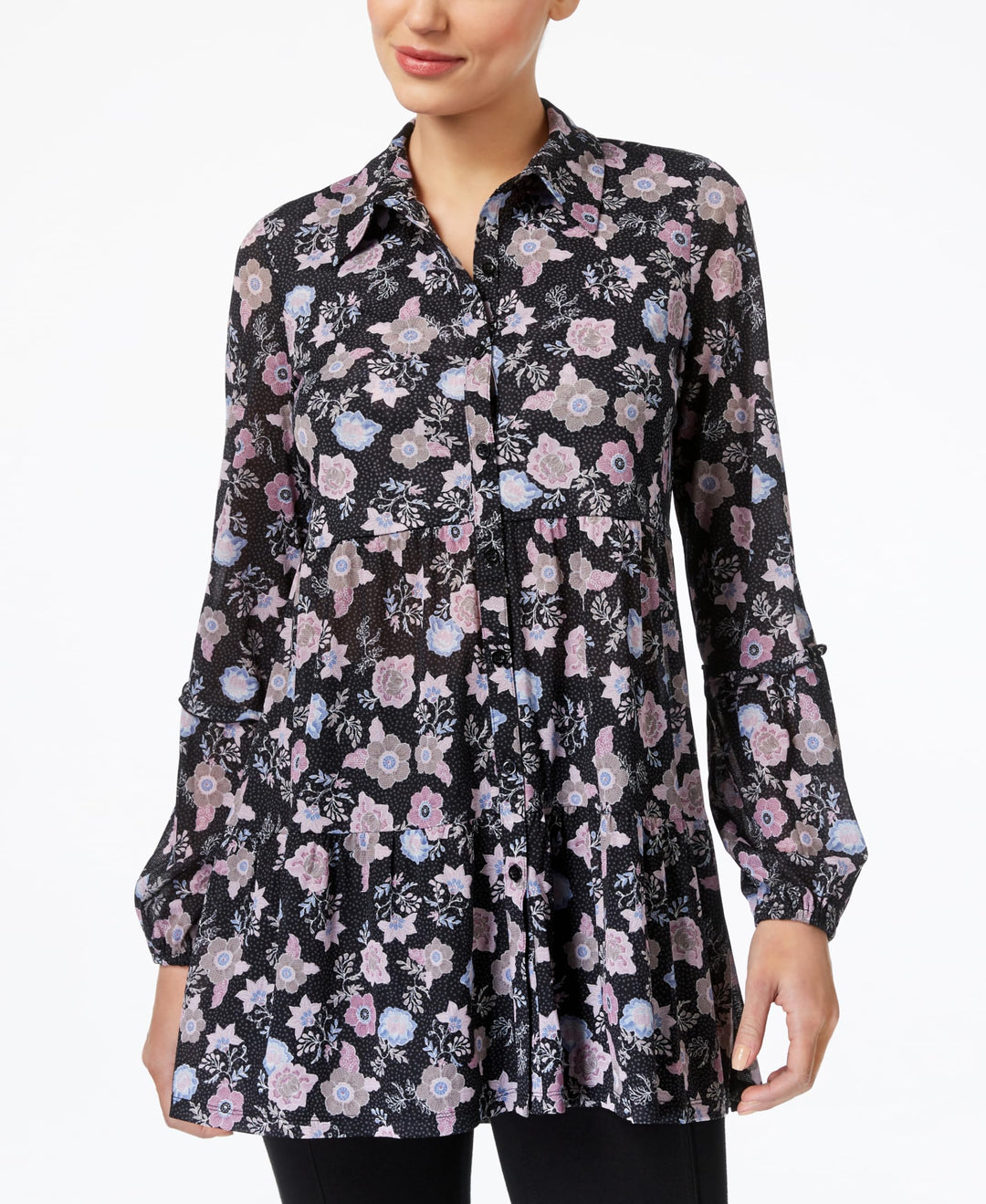 Style & Co Floral Print Swing Shirt
