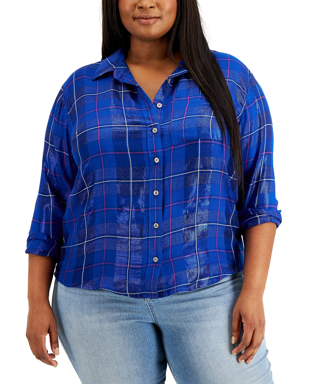 Style & Co Plus Size Boyfriend Sparkle Shirt