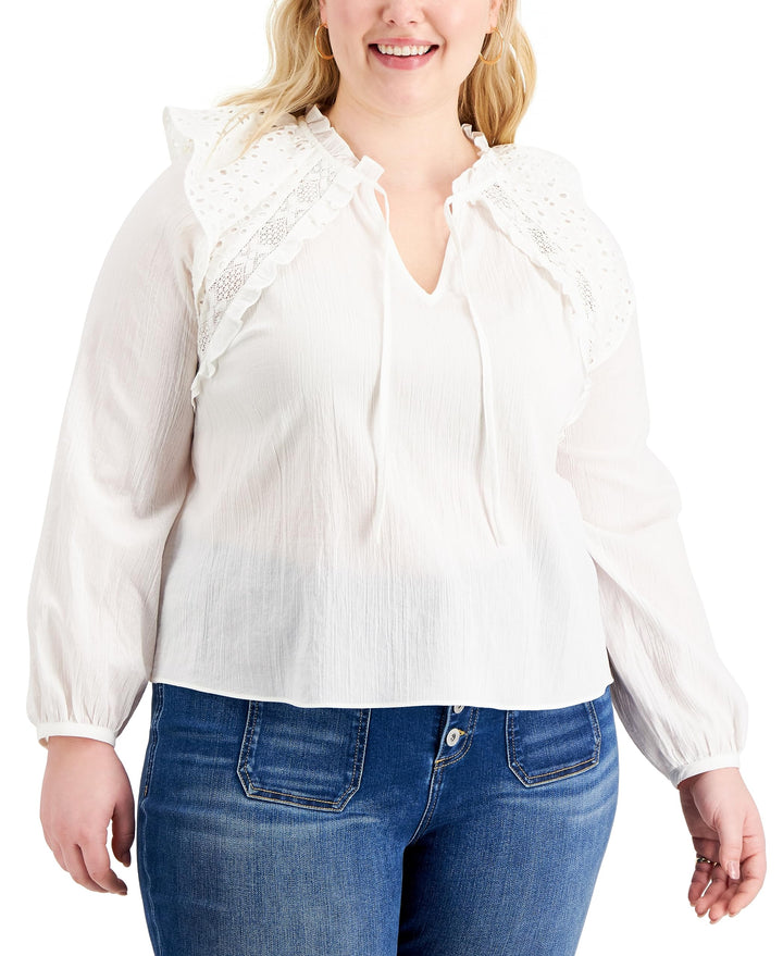 INC International Concepts Plus Size Tie Neck Blouse