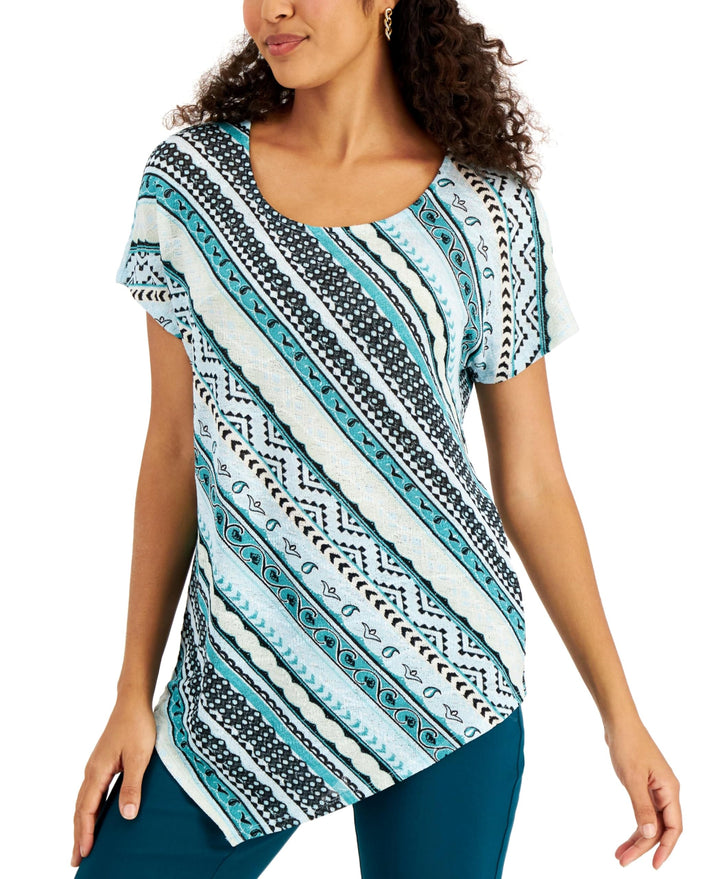 JM Collection Printed Asymmetrical Top