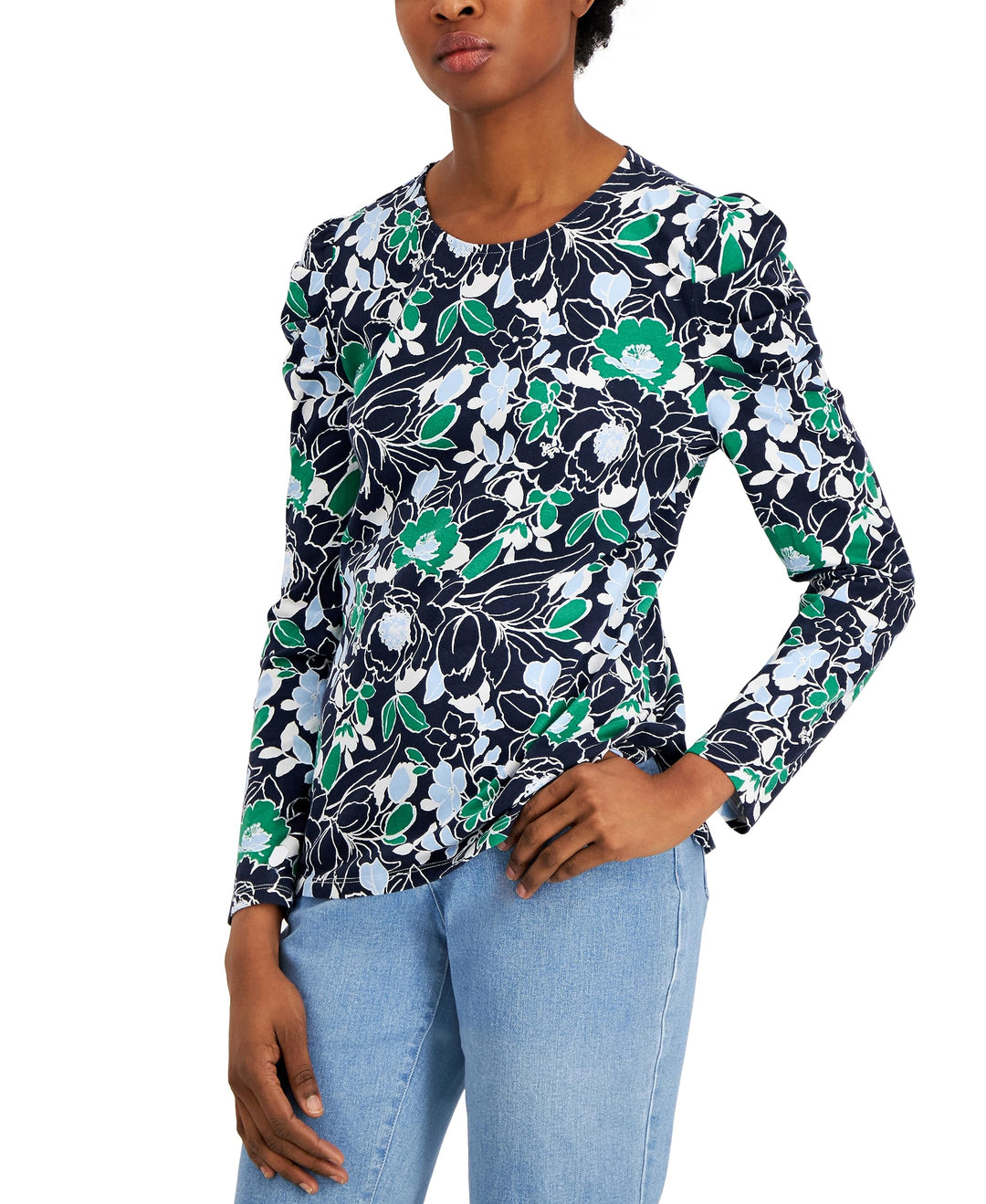 Charter Club Garden Floral Puff Sleeve Top