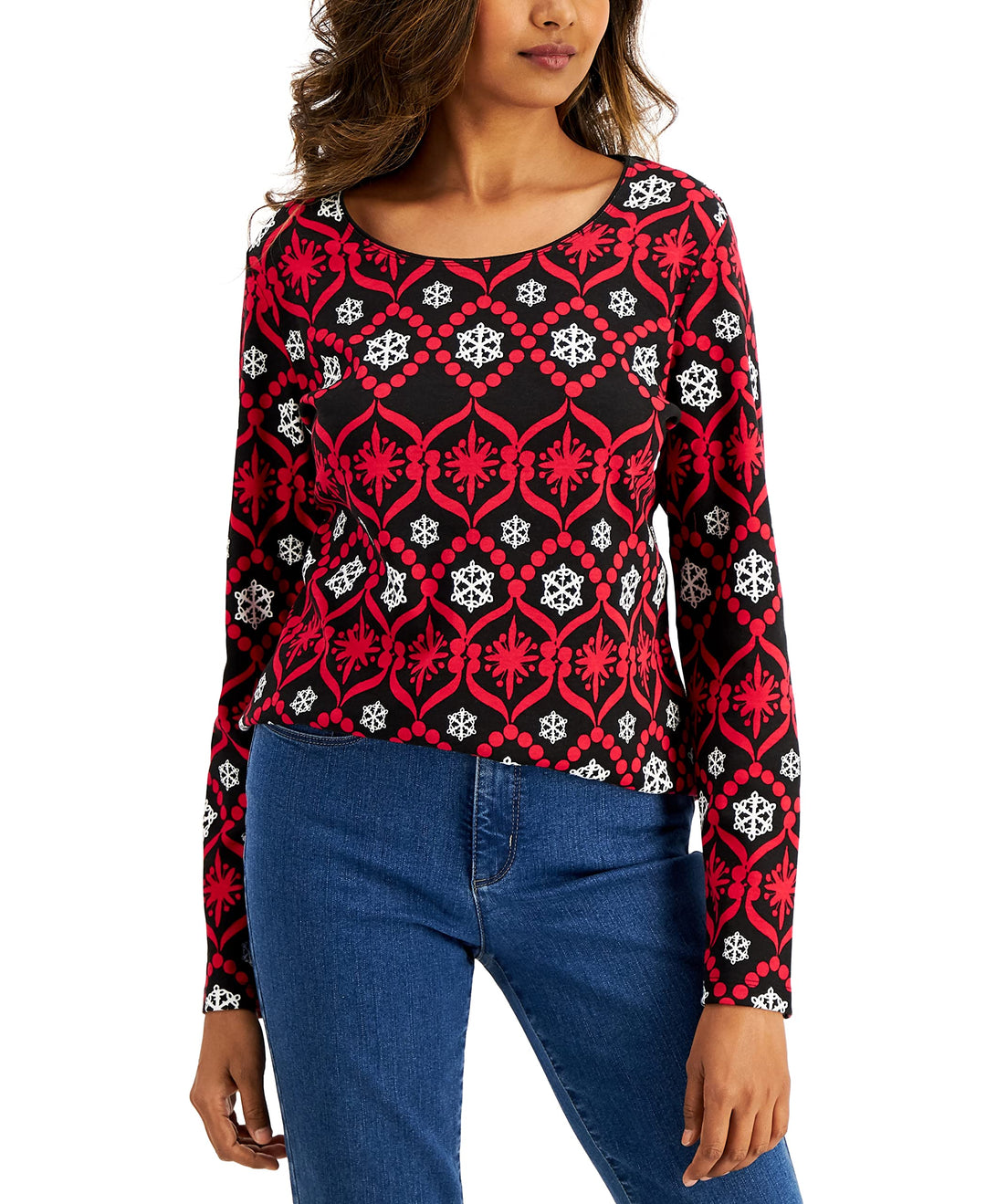 Karen Scott Snowflake Print Top