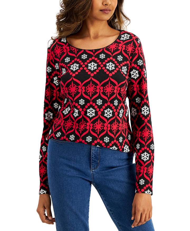 Karen Scott Snowflake Print Top