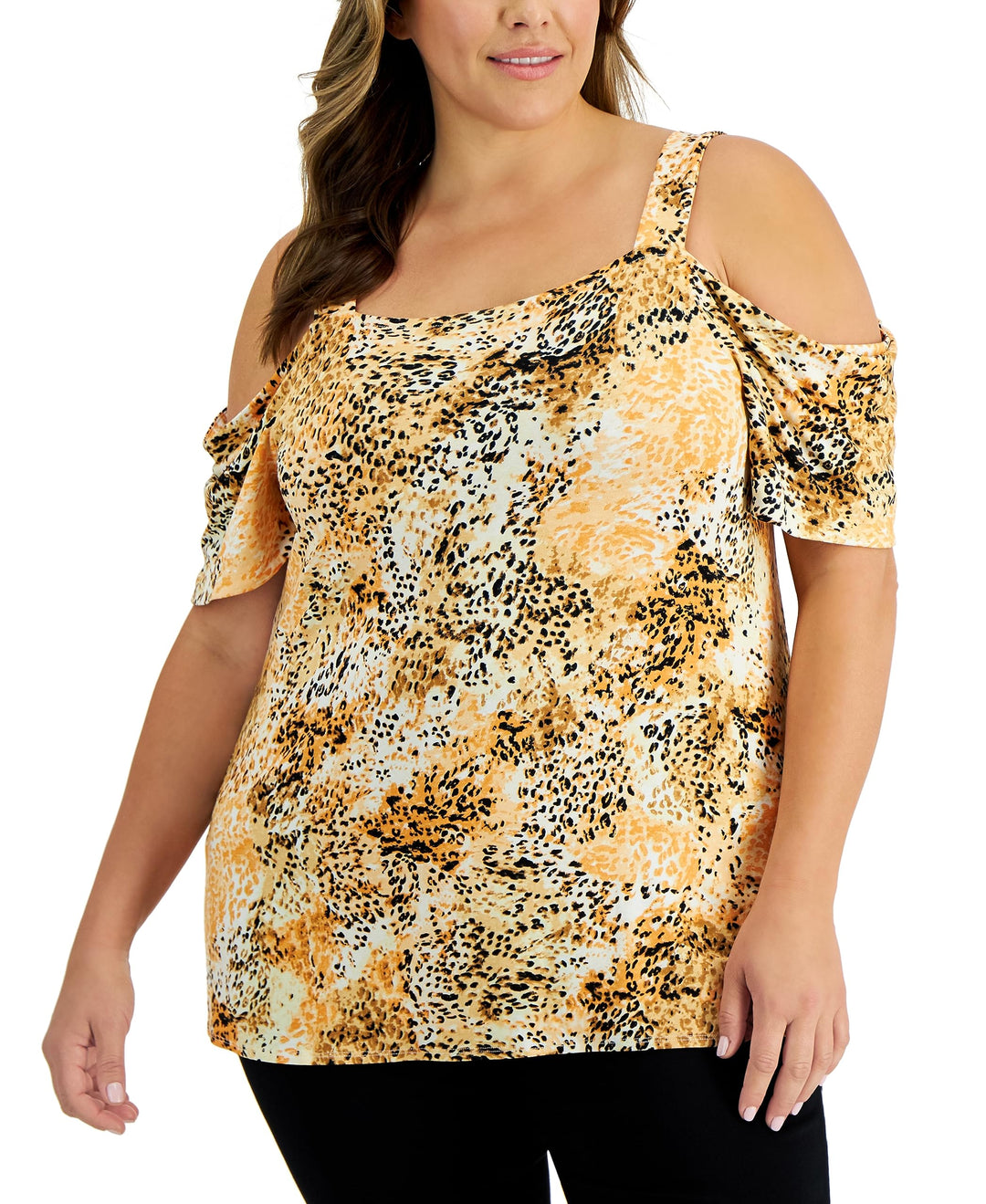 JM Collection Plus Size Cheetah On The Move Top