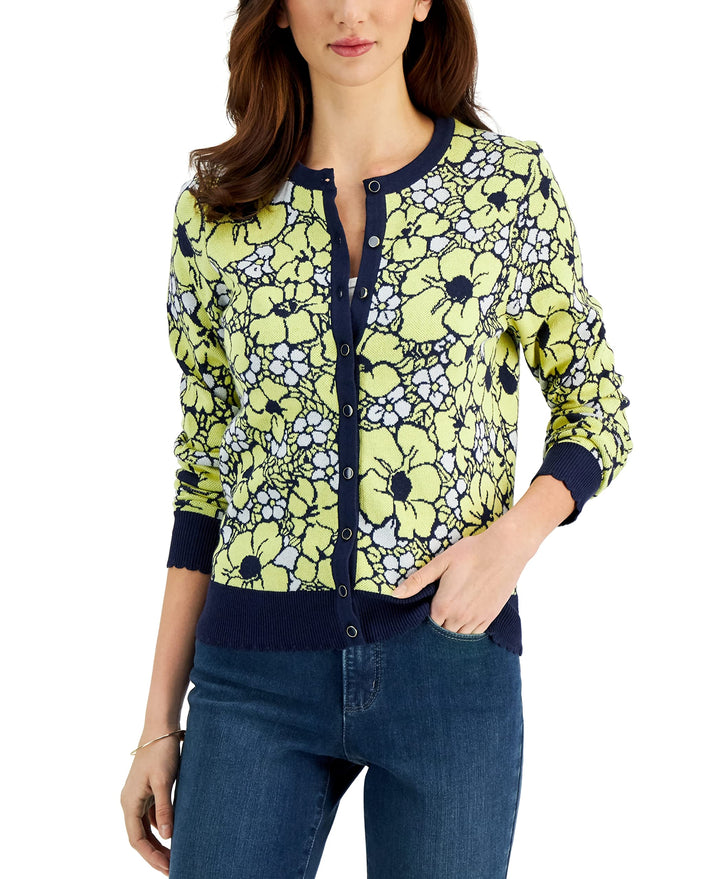 Charter Club Floral Jacquard Cardigan