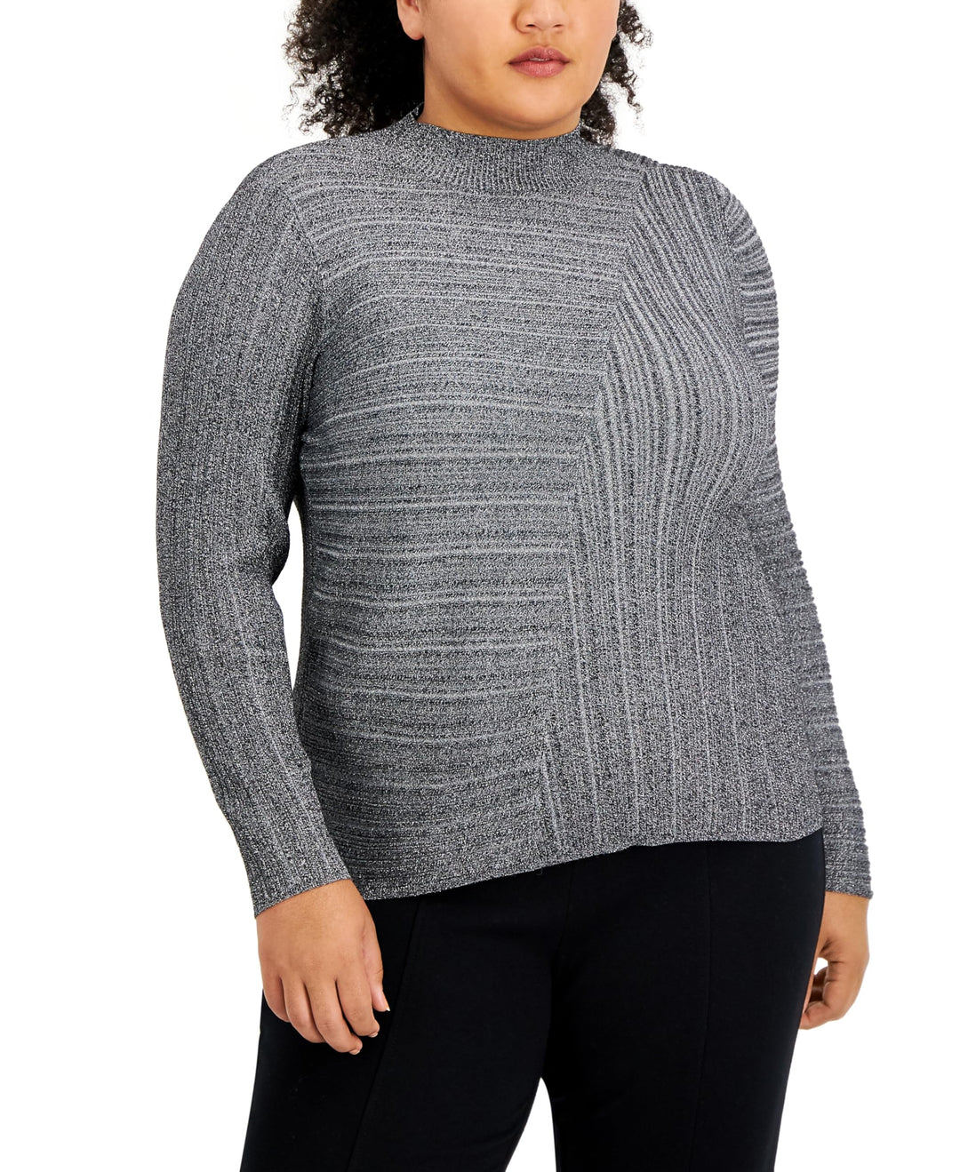 INC International Concepts Plus Size Asymmetrical Ribbed Sweater