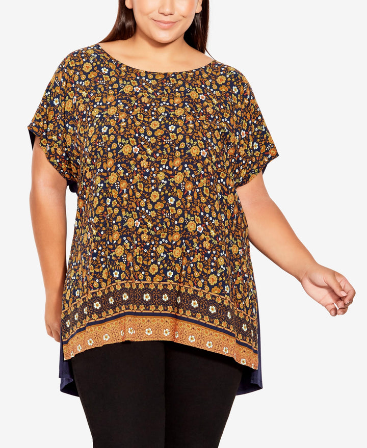Plus Size Mixed Media Border Top