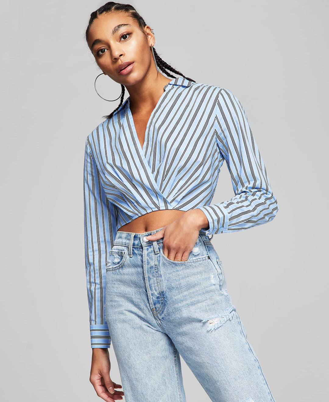 Now This Faux Wrap Poplin Shirt