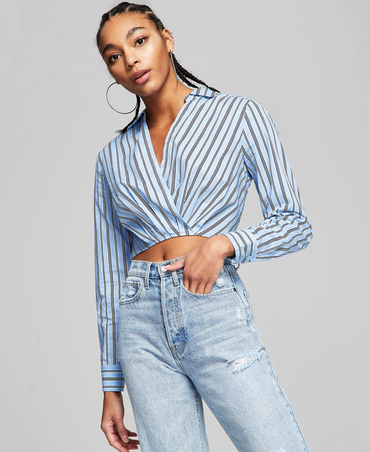 Now This Faux Wrap Poplin Shirt