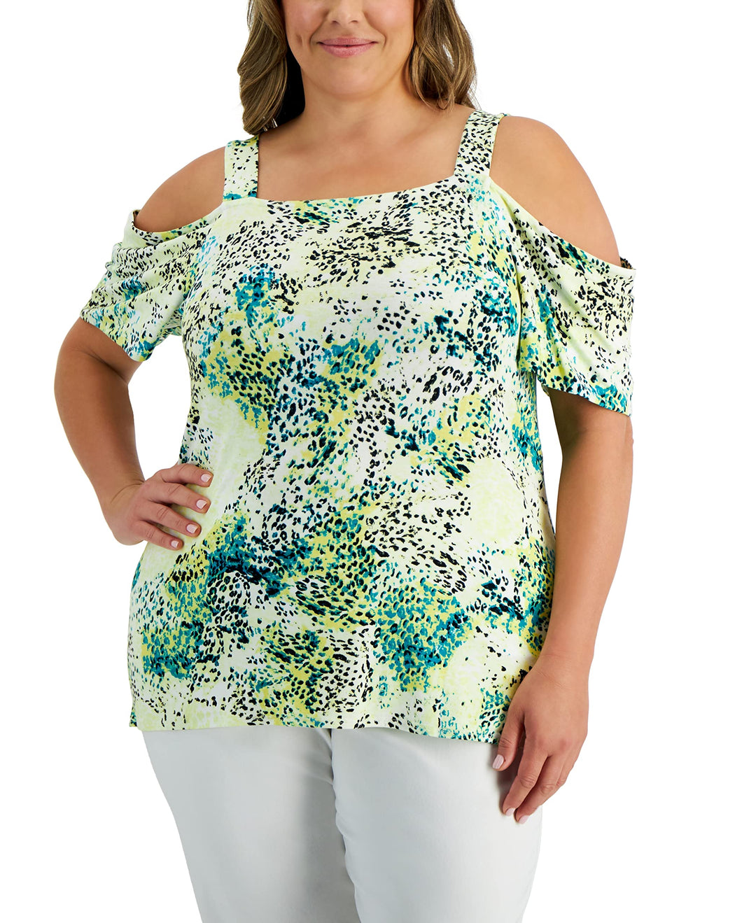 JM Collection Plus Size Cheetah On The Move Top