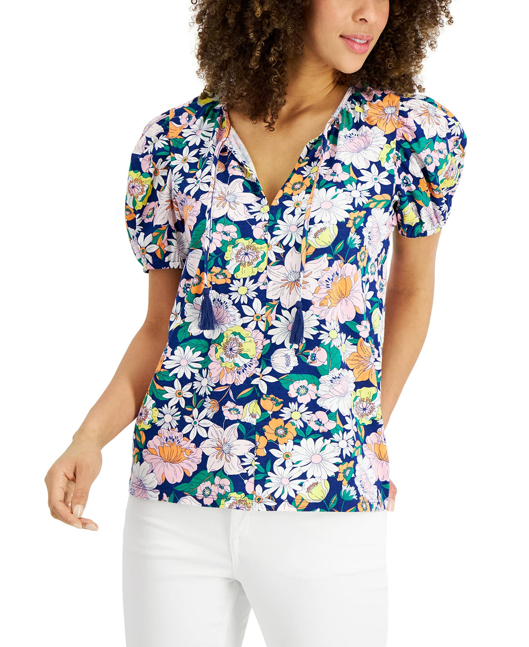 Style & Co Plus Size Tie Neck Top