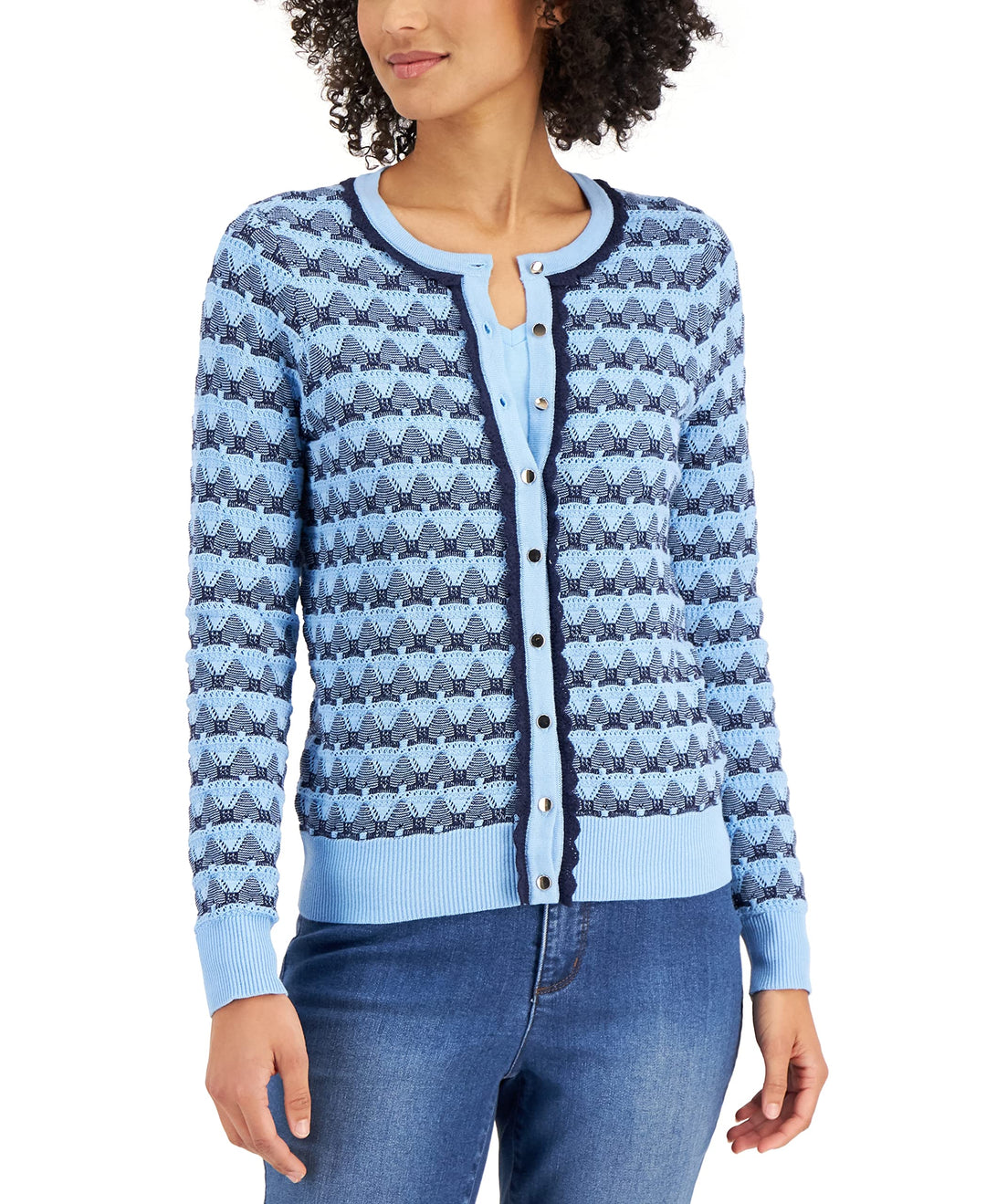 Charter Club Button Down Two Tone Cardigan