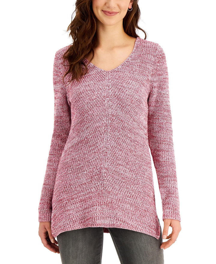Style & Co Cotton V Neck Tunic Sweater