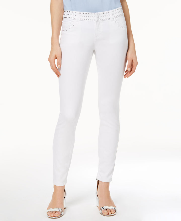 Curvy Fit Studded White Skinny Jeans