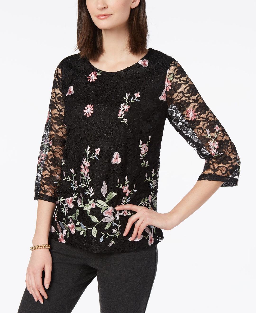 Charter Club Embroidered Lace Top