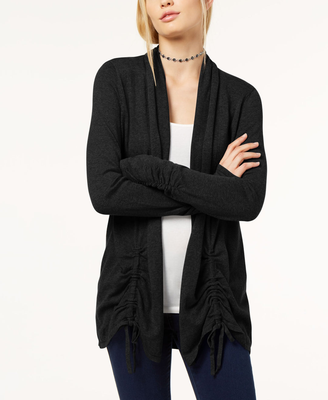 Ruched Drawstring Cardigan