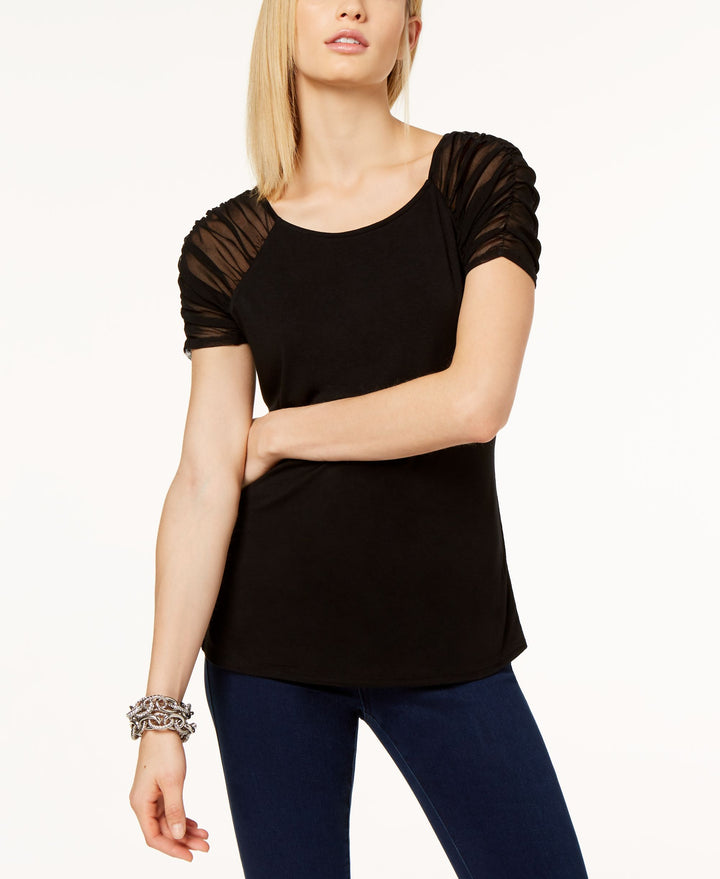 Ruched Illusion Sleeve Top