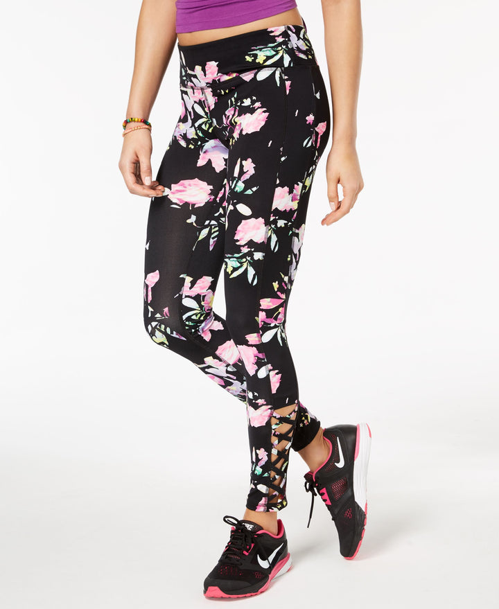 Active Juniors' Spring Bloom Caged Leggings