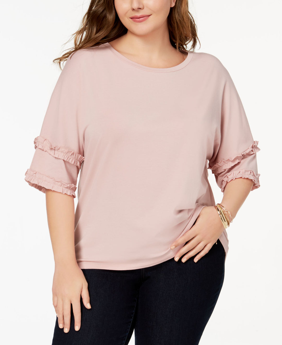 Say What Trendy Plus Size Ruffle Trim T-Shirt