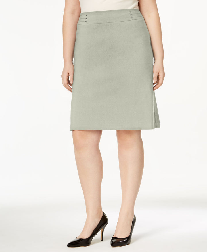 JM Collection Plus Size Rivet Waist Pencil Skirt