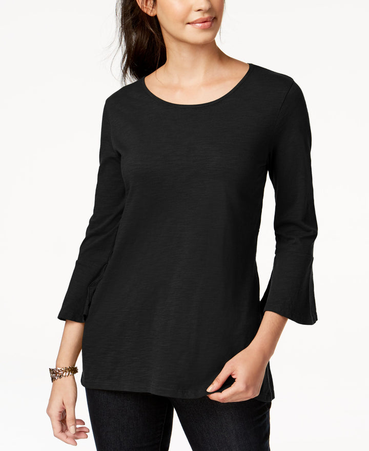 Style & Co Cotton Bell Sleeve Peplum Back Top