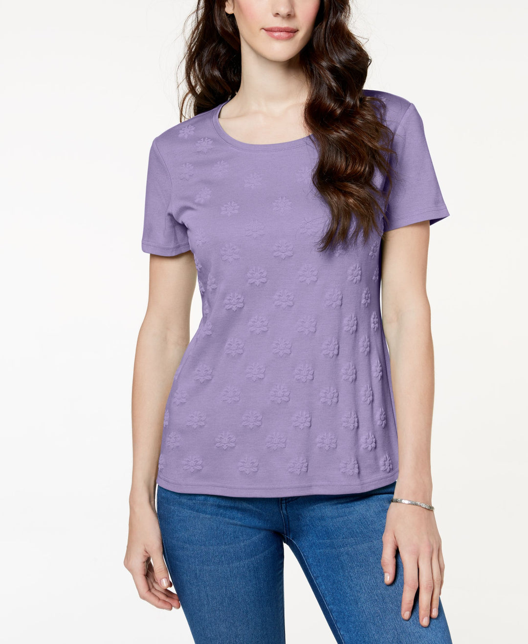 Karen Scott Embossed Print T-Shirt