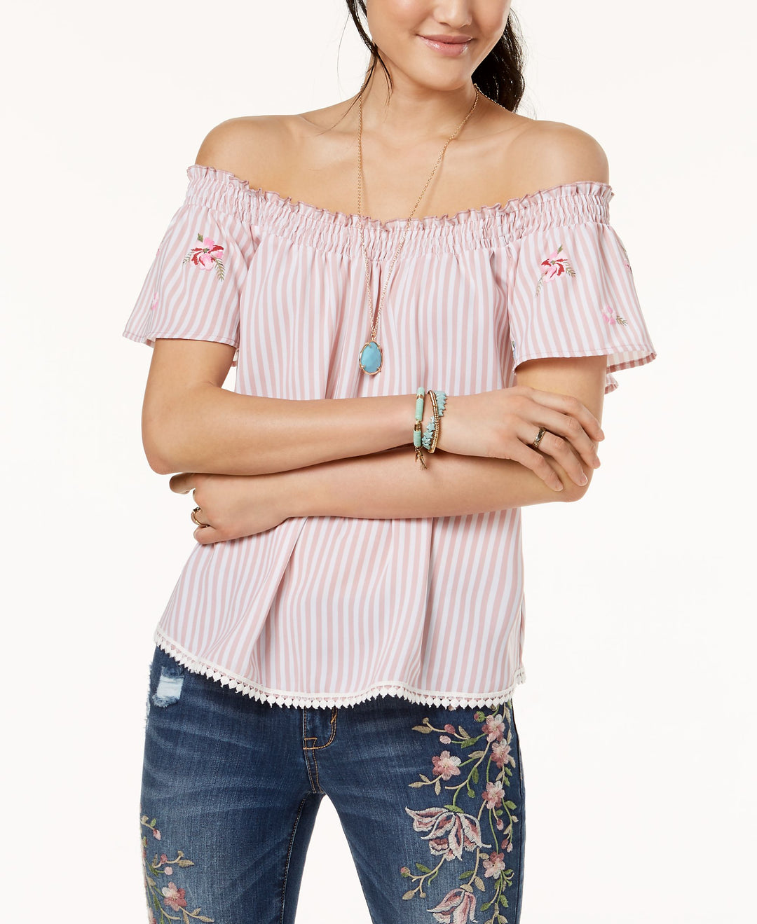 Self Esteem Juniors Off The Shoulder Peasant Top