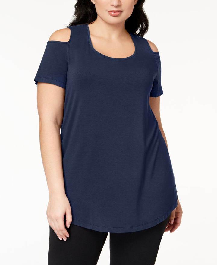 JM Collection Plus Size Cold-Shoulder Top