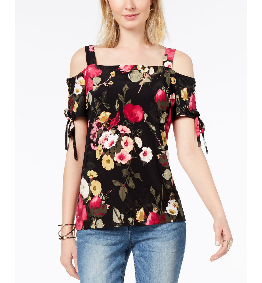 Lace Up Cold Shoulder Top