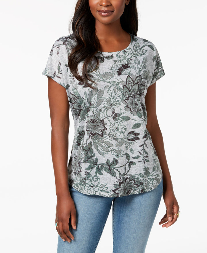 Style & Co Petite Printed Dolman Sleeve T-Shirt