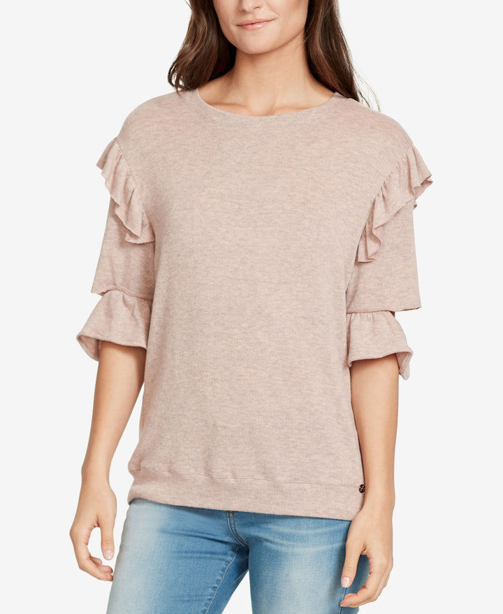 Ruffled Cutout-Sleeve Sweatshirt