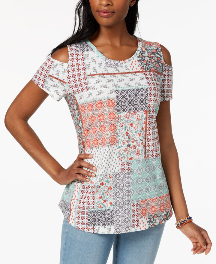 Style & Co Cotton Cold Shoulder T-Shirt