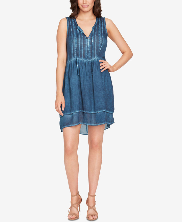Devondra Pintucked Peasant Dress